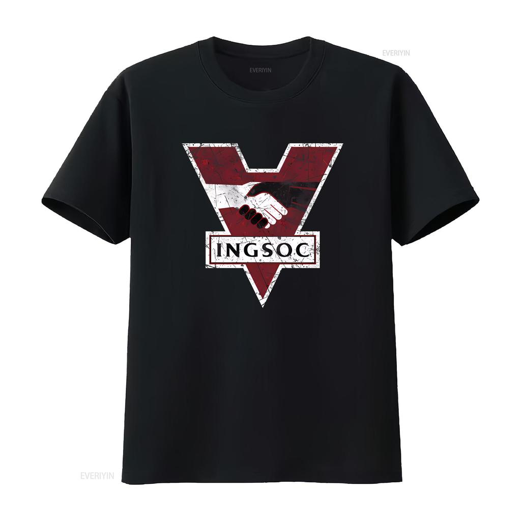 1984 George Orwell INGSOC T shirt vintage Washed designer clothes Soft streetwear Top For Everyday Wear graphic Versatile homme