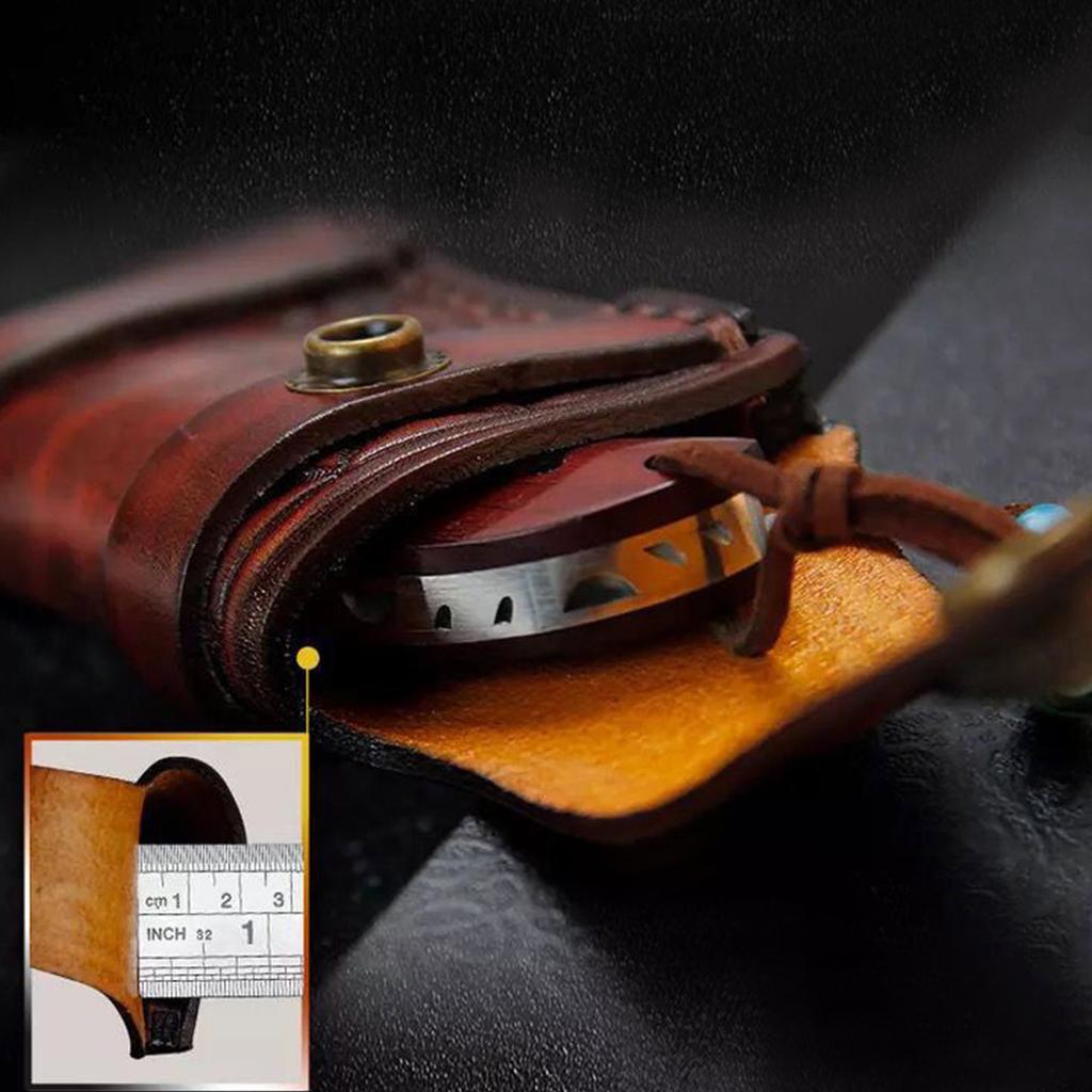 Exquisite Retro Carved Handmade Cowhide Cover For Outdoor Folding Small Knives, Portable Knife Cover And Sheath