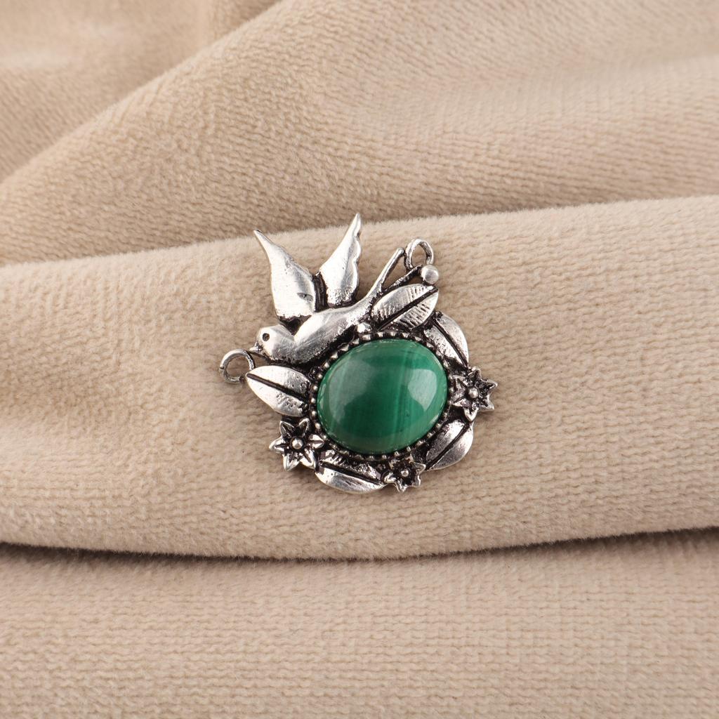 Natural Malachite Gemstone 925 Sterling Silver Partywear Pendant 0.5" Women Jewelry For Birthday Gift CP-43-25