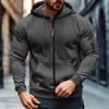 Men's Solid-color Pocket Zipper Long-sleeved Casual Hoodie Jacket