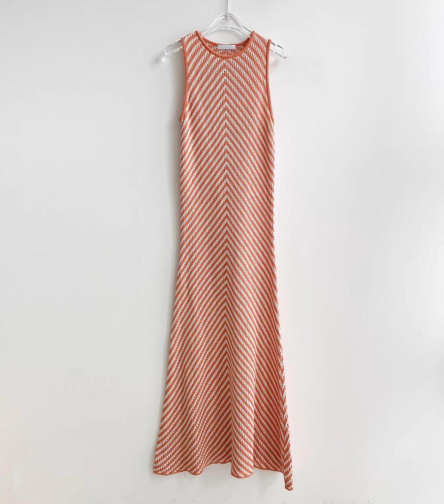 Patchwork Sleeveless Slim-Fit Knitted Dress