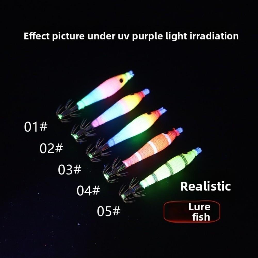 5pcs/bag Luminous UV Wood Shrimp Bait Blowing Tube Pesca Fishing Hook  Freshwater Fishing