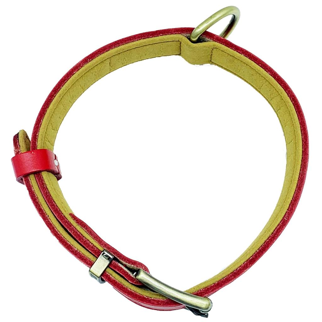 Beanspet Basic Dog Thick Genuine Classic Leather Collar Belt-Type Collar, Leather, (L, Red)