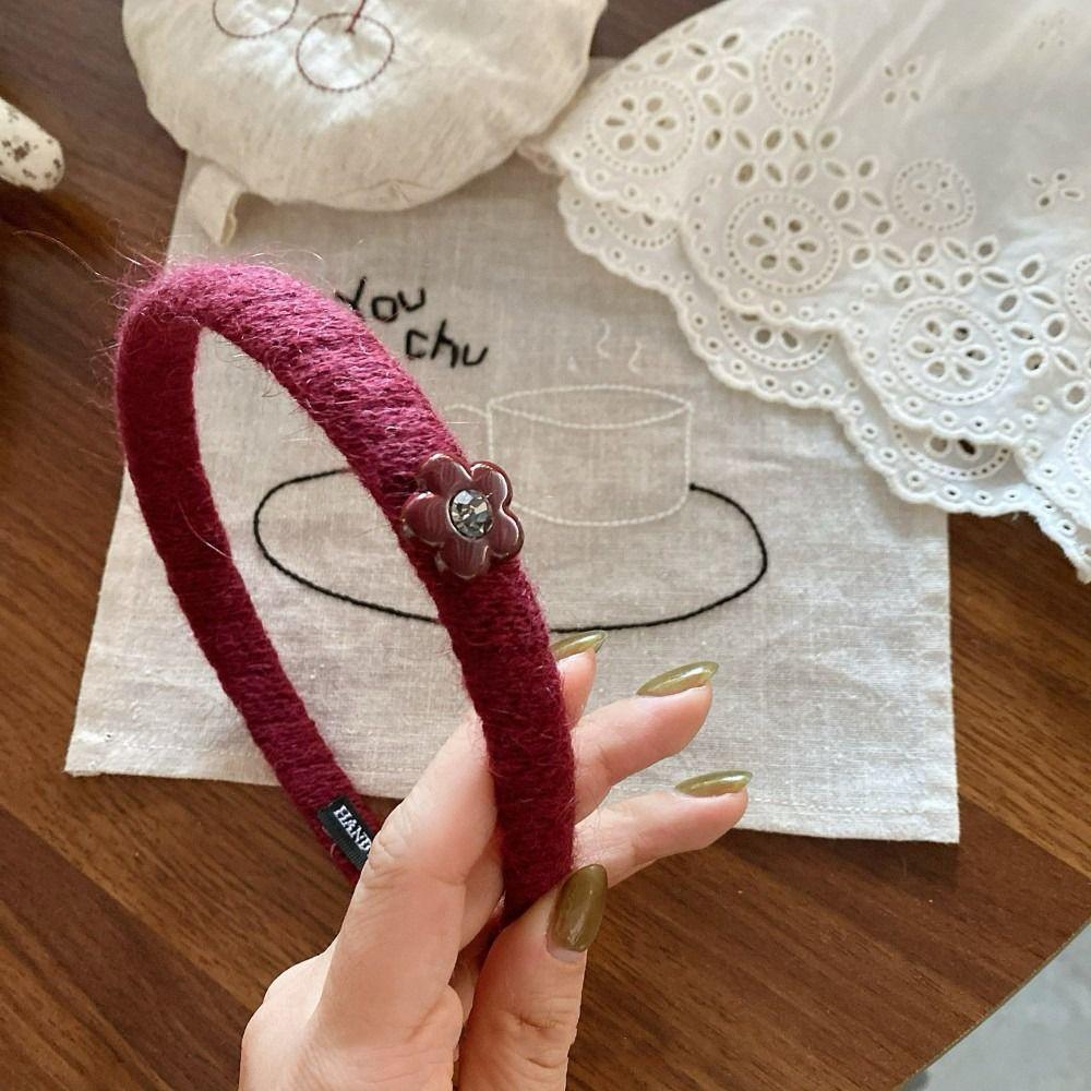 Exquisite Retro Headband Korean Style Thin Edge Hairband Flower Knitted Hair Band Women