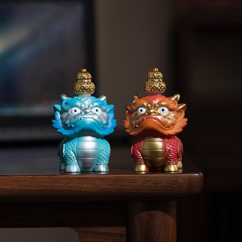 Resin painted Pixiu sculptures and figurines  Chinese mascot divine beast Home, Room, Office, Car Wealth Luck Feng Shui Decor