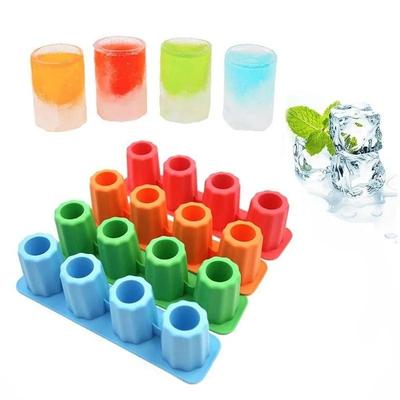 Shooters Moule à glaçons Verre à shot Moule à congeler Bac à glaçons en silicone Fête 4 tasses (Couleur:Aléatoire)