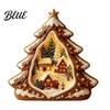 Holiday Desktop Decorations Christmas Wooden Tabletop Decor with Warm LED Lights 2D Printed Snow Village Scene Charming Winter Keepsakes Santa