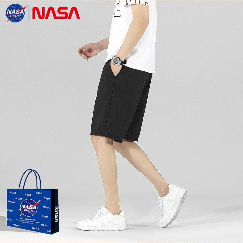Nasa Dkgm American-Style Straight-Leg Ice Silk Shorts for Men, Summer Thin Trendy Brand Loose Quick-Dry Five-Point Pants