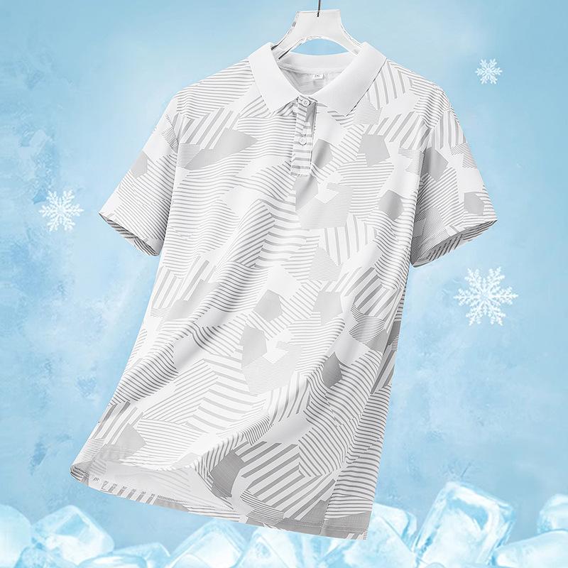 Ανδρικό T-shirt με Κοντό Μανίκι από Μετάξι Πάγου, Ανδρικό Λεπτό Αθλητικό T-shirt με Κοντό Μανίκι, Γρήγορου Στεγνώματος, Μισομάνικο
