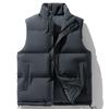 Men's Fall/Winter Plus-Size Stand-Up Collar Sleeveless Down-Filled Cotton Vest—Solid-Color Warm Outerwear Vest