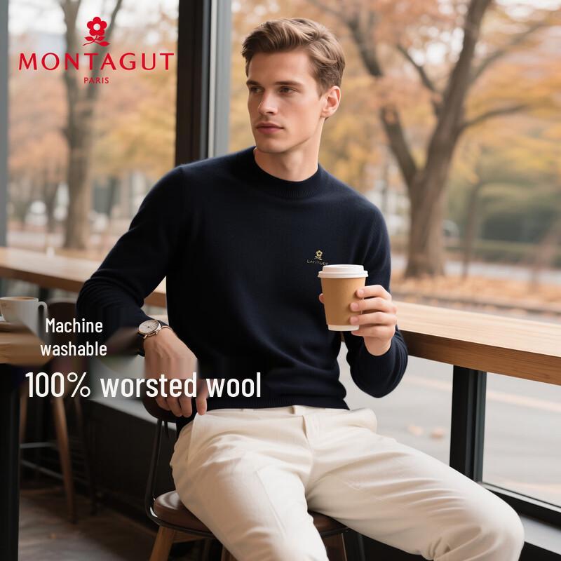 

MONTAGUT Men s Round Neck Wool Sweater 2XL