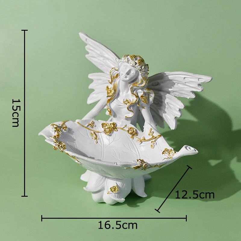 Lovely Flower Angel Statue Desk Decoration Ornaments Creative Angel Characters Resins Sculpture Artwork Room Aesthetic Decor