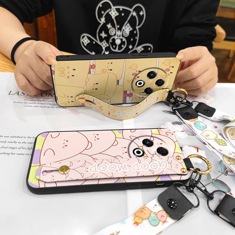 Lanyard Back Cover Phone Case For Tecno Spark30 4G/KL6 Phone Holder Dirt-resistant Anti-dust Fashion Design Durable Cute