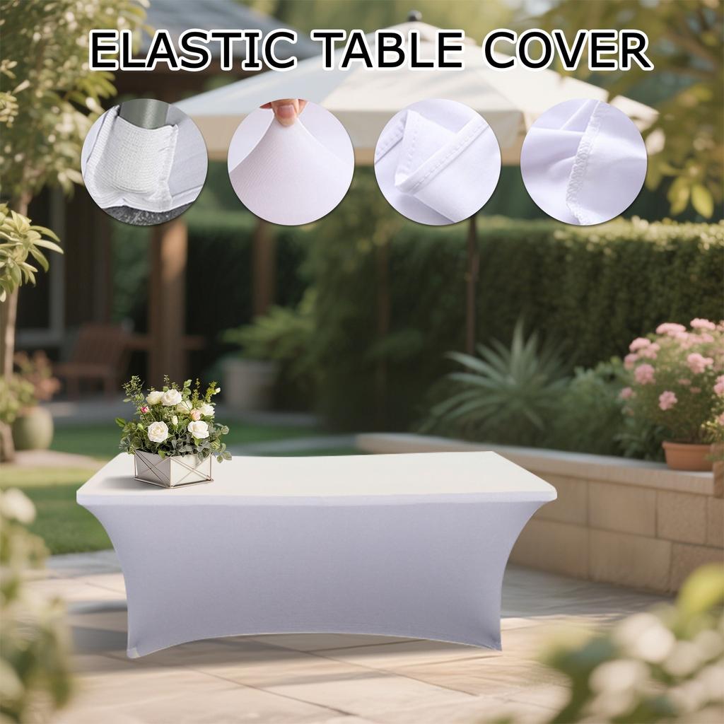 Stretch Spandex Table Covers For 6 Foot Tables - 6 Ft Universal Rectangular Fitted Tablecloth Protector