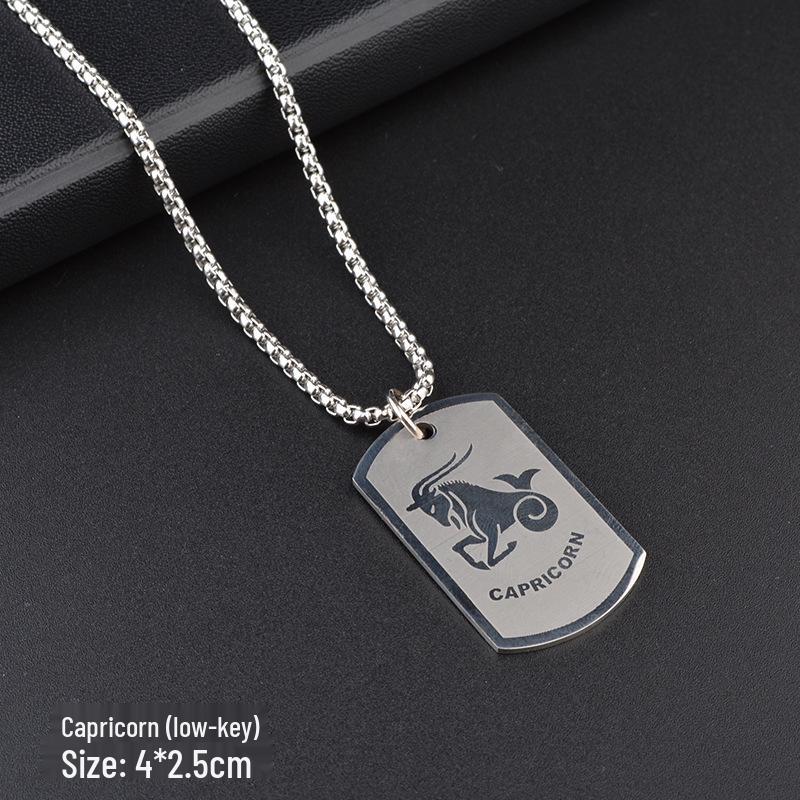 

Ожерелье из титановой стали «Двенадцать созвездий» - Хип-хоп уличный кулон для мужчин и женщин, Универсальный аксессуар для ночного клуба, Парная цепочка для свитера