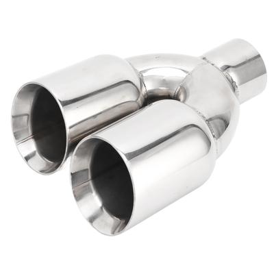63x89mm Car Dual Exhaust Tip Stainless Steel Silver Weld On Universal Y Shaped Tailpipe for