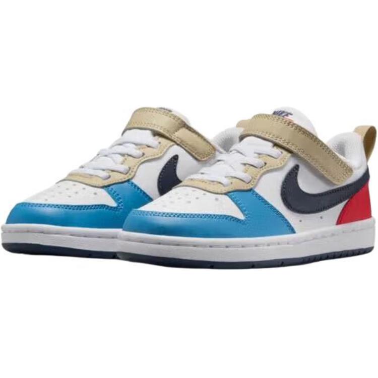 Nike Court Borough Low Recraft PS White Thunder Blue Light Crimson Kids Sneakers Blue-Beyond DV5457-124