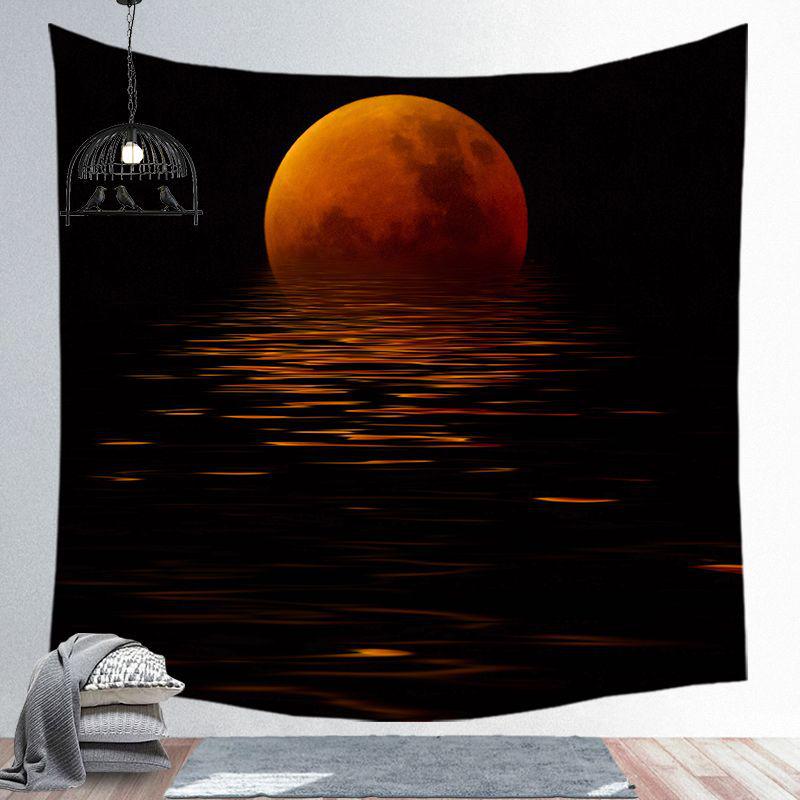 Starry Night Tapestry Mountain Moon Star Black Tapestry Psychedelic Witch Wall Hanging Bedroom Living Room Decoration Aesthetics