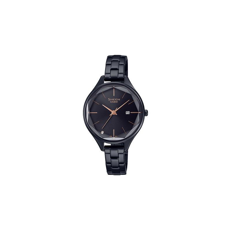 Casio CASIOSHEEN series simple three-dimensional rhombus business quartz movement stainless steel strap Japanese and Korean SHE-4062BD-1AUPR-person