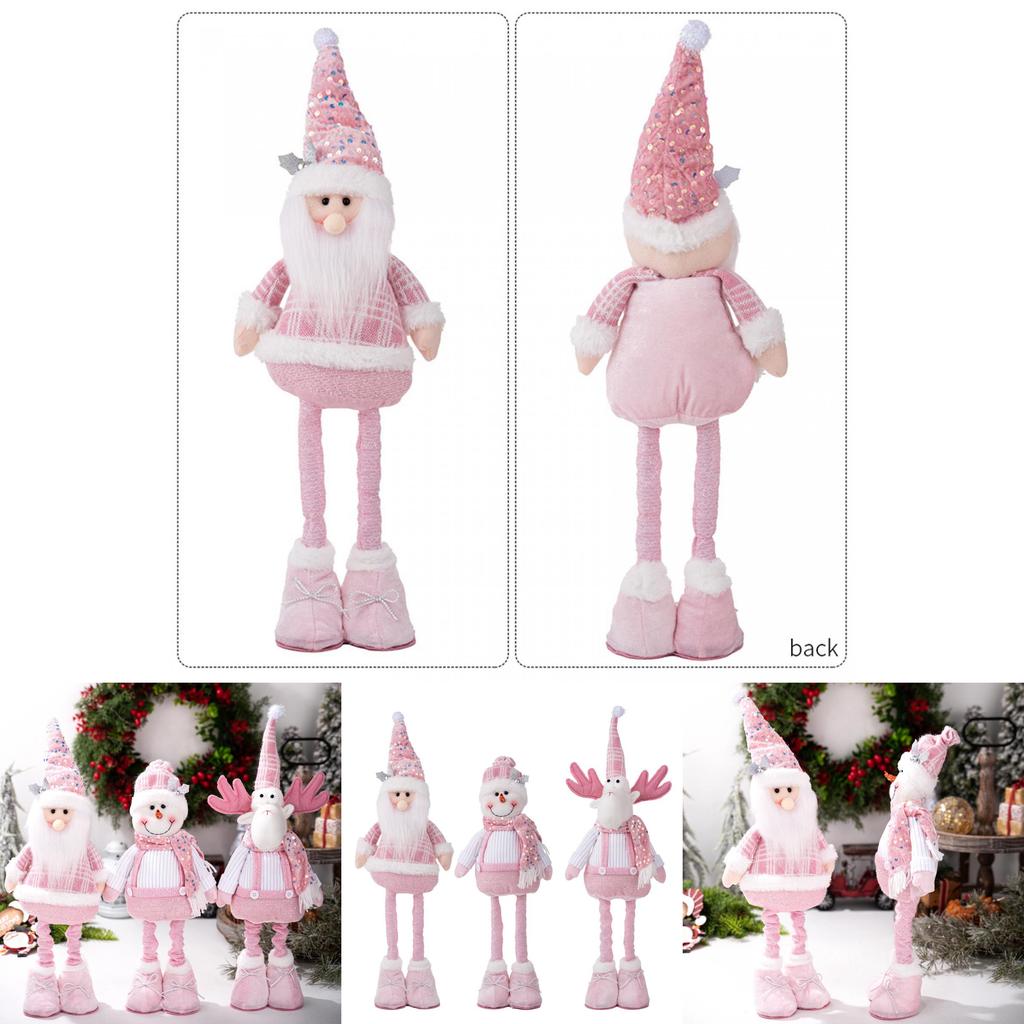 Christmas Plush Figurines Set With Glitter Fabric For Holiday Decor And Gift Giving