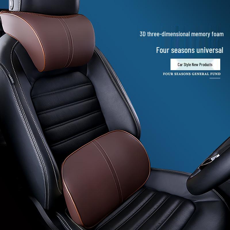 Car Headrest & Lumbar Support Memory Foam Pillow Set