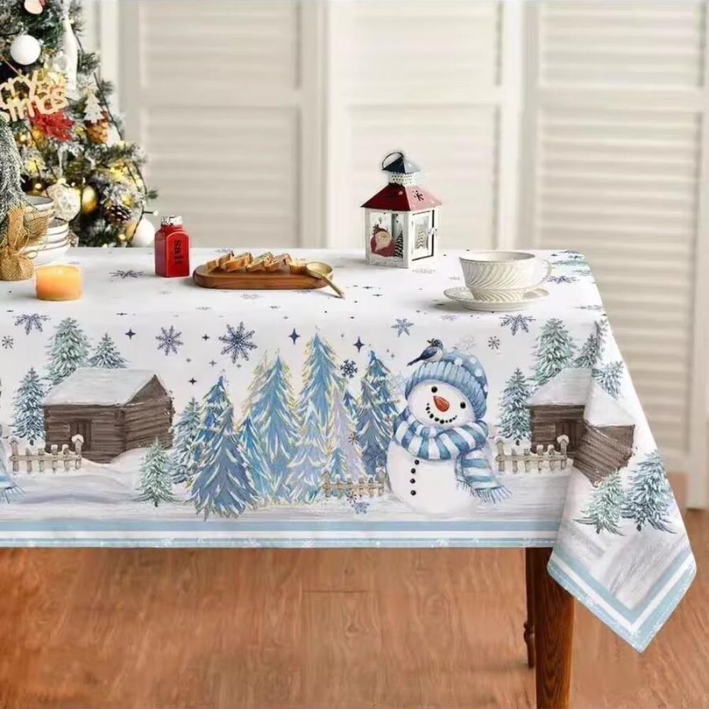 Waterproof Christmas Red Rectangular Tablecloth Premium Decorative Dining Table Cover Holiday Festive Decor