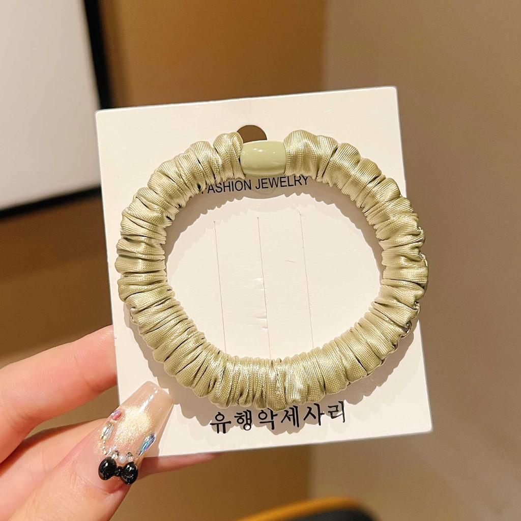 Premium Korean Style Ice Silk Pleated Hair Tie - Elastic Soft Ring for Simple Ponytails