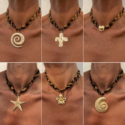 Vacation Conch Symbol Mermaid Necklace, Bohemian Starfish Pendant Choker Collar