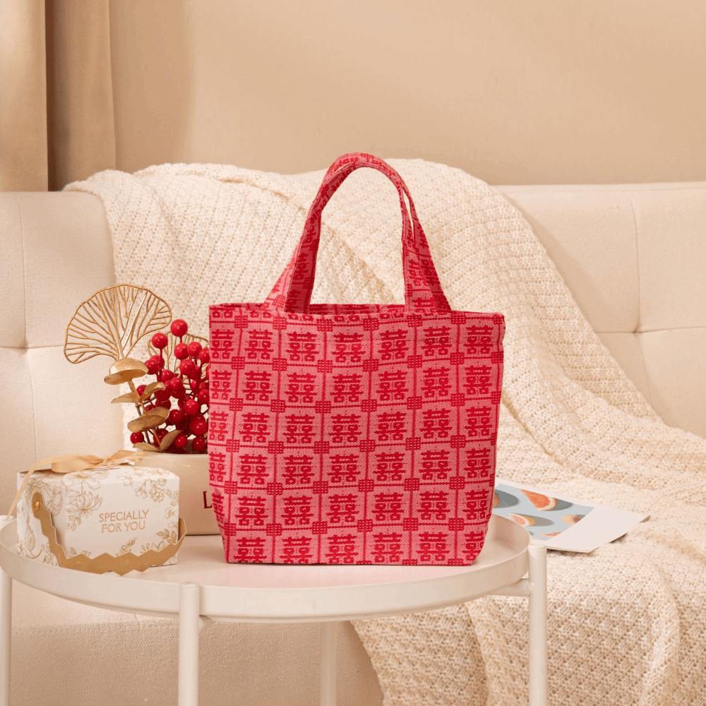 Wooden Ring Brocade Red Envelope Handheld New Year Money Bag Cloth Money Pocket  Lady Girls Women