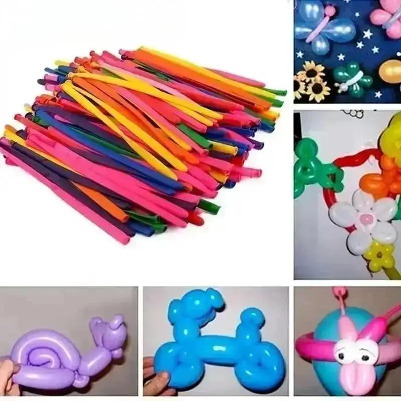 100Pcs Candy Colored Long Balloons For Scene Decoration Handmade Balloon Bouquets Holiday Party Supplies Long Balloon Accessory