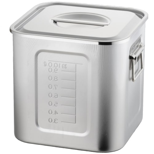 Akagawa Kibutsu Seisakusho 21-0 Graduated Square Kitchen Pot, 21cm, with Handle, 15210, Approx. 8.6L