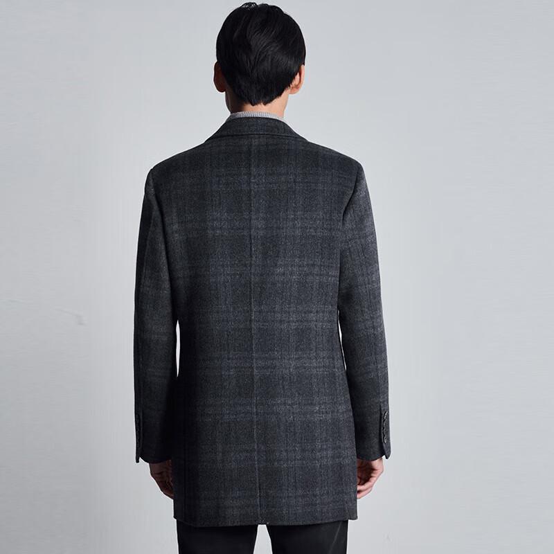Baoxiniao Men's Cloud Gray Plaid Double-Faced Wool Coat