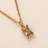 Titanium Steel Color Retention Necklace Rectangular December Birthstone Pendant Colorful Zircon Collarbone Chain Women'S Plated 18K Gold