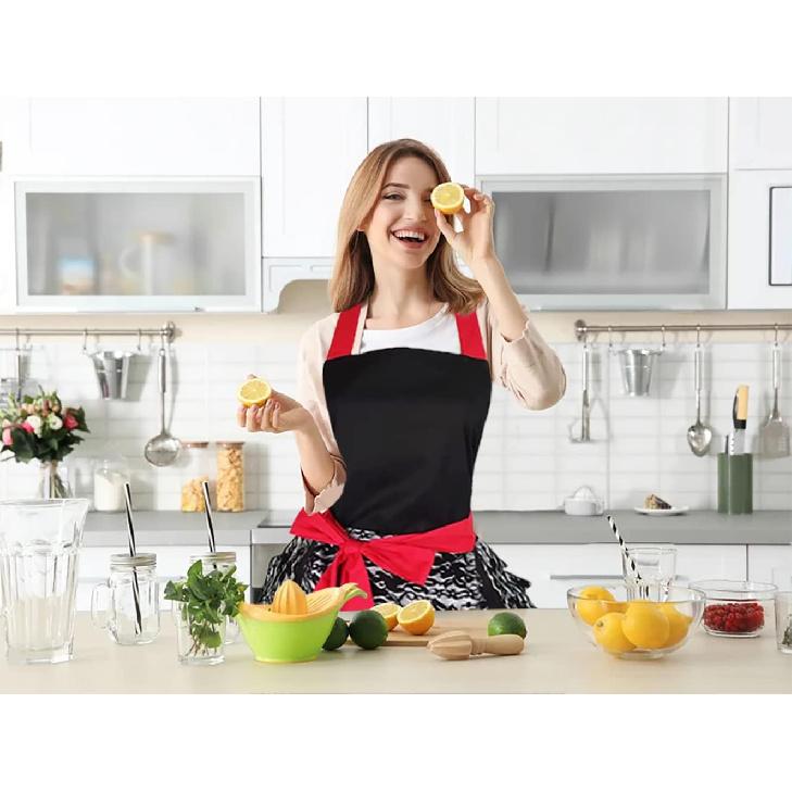 Black Lace Flirty Apron with Pocket, Fun Retro Sexy Cooking Pinup Aprons for Women Girls