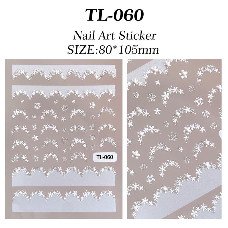 

5D Floral French Nail Art Sticker Ultra-Thin Slider Decoration Decals Flower Pearl Self Adhesive Diy Manicure For Ladies Girls
