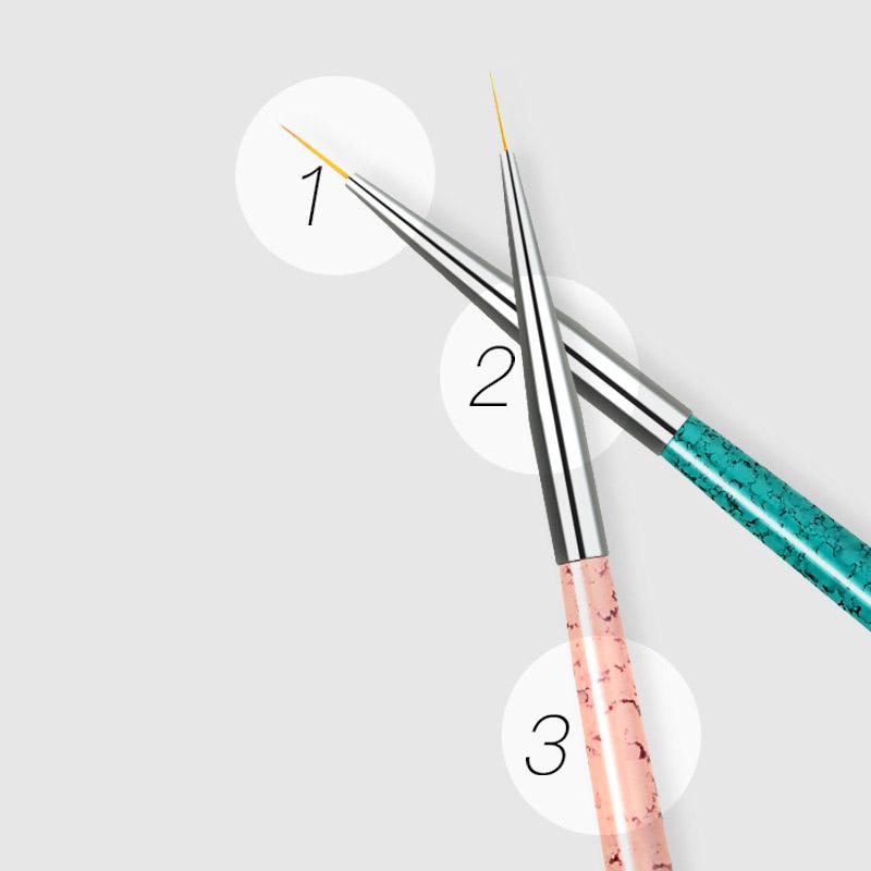 Manicure Liner Set of 3 Painted Engraving Hook Brush Manicure Pen Set