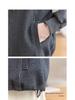 Women's Gray Hooded Sweatshirt - Short Jacket for Spring and Autumn, Loose Fit, Trendy and Casual.