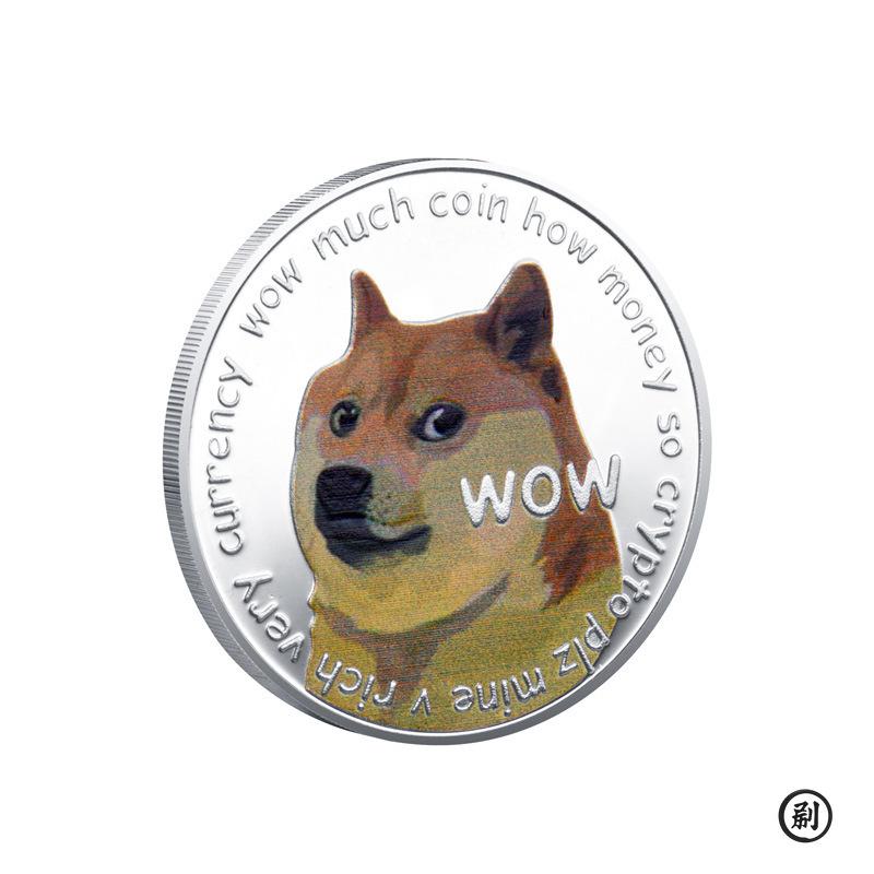 Pozłacany Wow DogeCoin Pozłacany Srebrem Pamiątkowy Wzór Psa Metalowe Monety