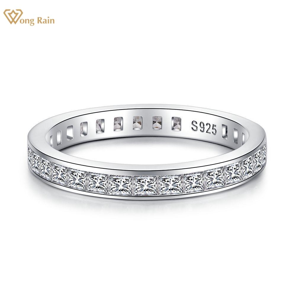 

Wong Rain Solid 925 пробы серебро принцесса огранка AAAAA цирконы драгоценный камень свадебное обручальное ювелирное изделие женское кольцо обручальное кольцо US 6 белый