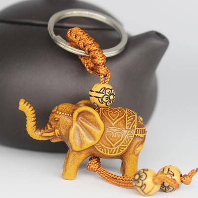 Cute Animal Elephant Keychain Carving Riches Lucky Animal Key Chain Pendant