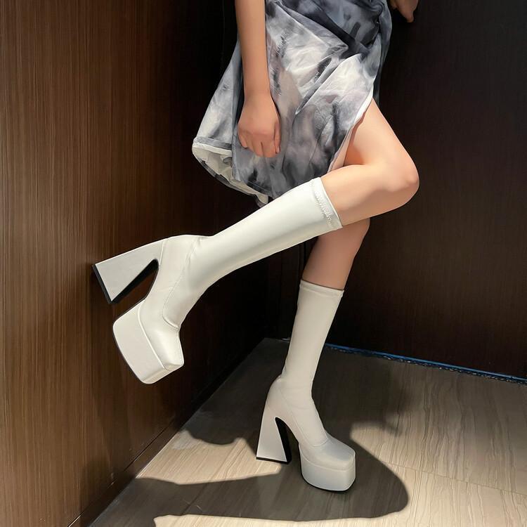 

Small leather shoes single shoes spring and autumn new French sweet white waterproof table thick high heel Mary Jane shoes women 39 білий