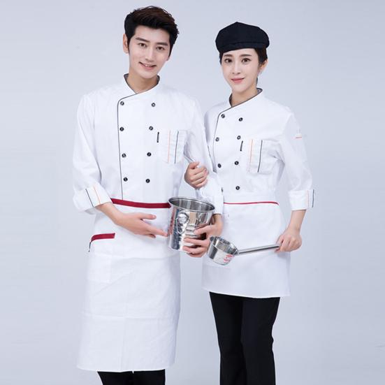 Chef Top Long Sleeves Plus Size Soft Solid Color Stand Collar Dirt Resistant Restaurant Unisex Cardigan Chef Shirt for Work