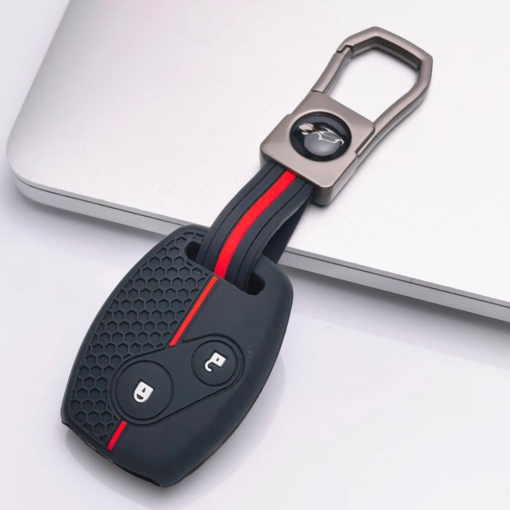 Premium Silicone Car Key Fob Cover For Honda Fit Civic Accord CRV HRV Jazz With Keychain Soft Silicone Car Interior Accessories Anti-Scratch