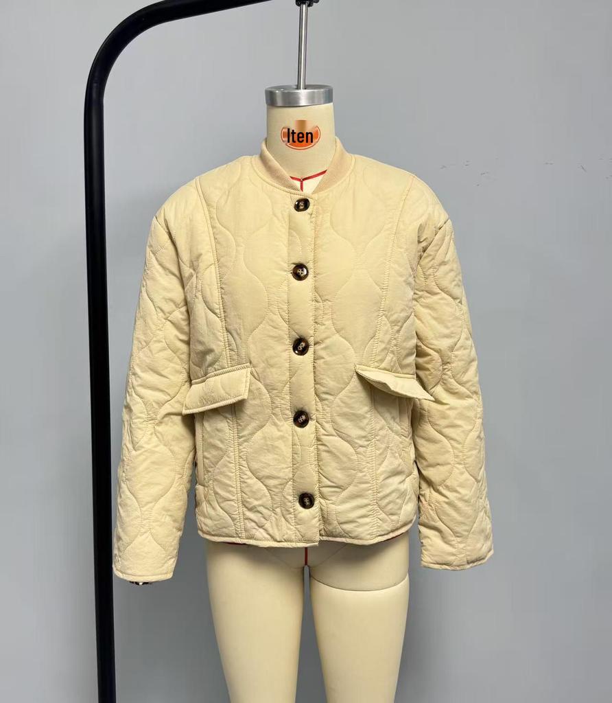 European and American Women's Autumn/Winter Quilted Cotton Casual Jacket