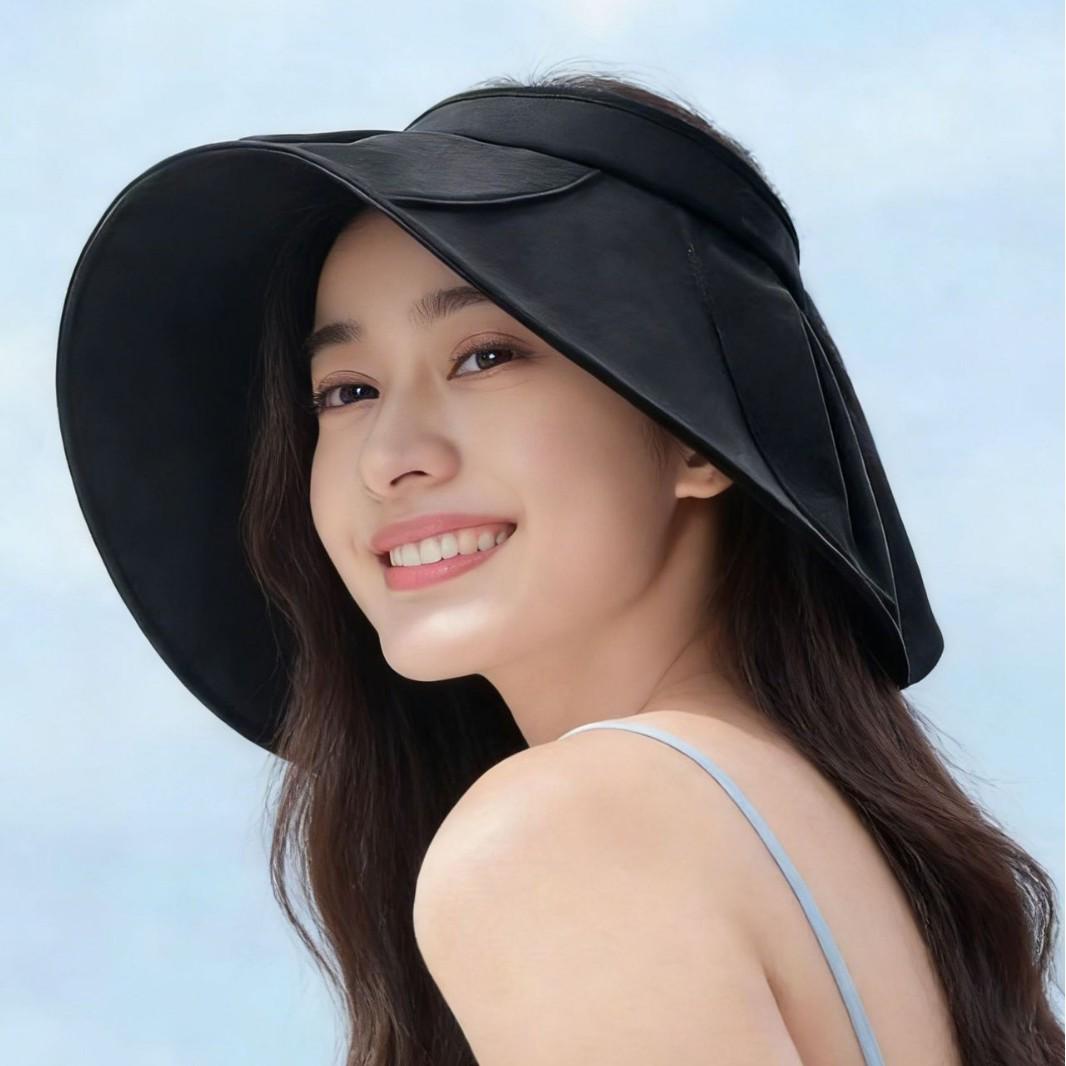 

Шляпа от солнца с полым верхом в стиле знаменитостей, с широкими полями и дизайном в виде лепестков, для защиты от УФ-излучения на открытом воздухе