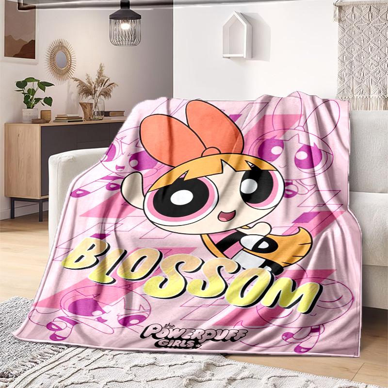 1PC The Powerpuff Girls printed blanket, all season lightweight home office outdoor nap multifunctional blanket A6