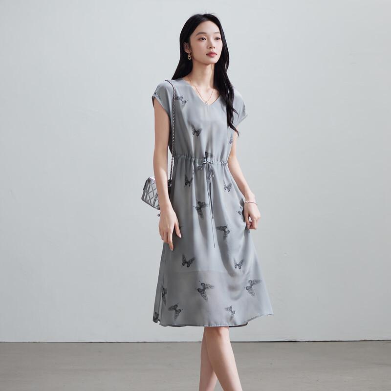 SOFSIL 2026 Summer Silk French A-Line Dress M