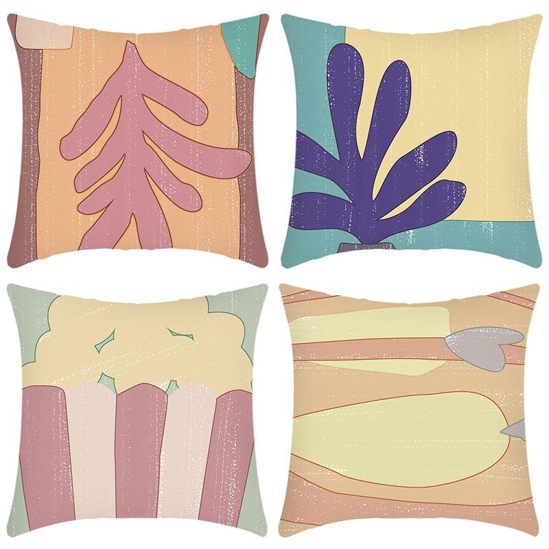 New Artistic Abstract Cartoon Ventilated Plant Print Pillowcase Home Sofa Cushion Pillowcase