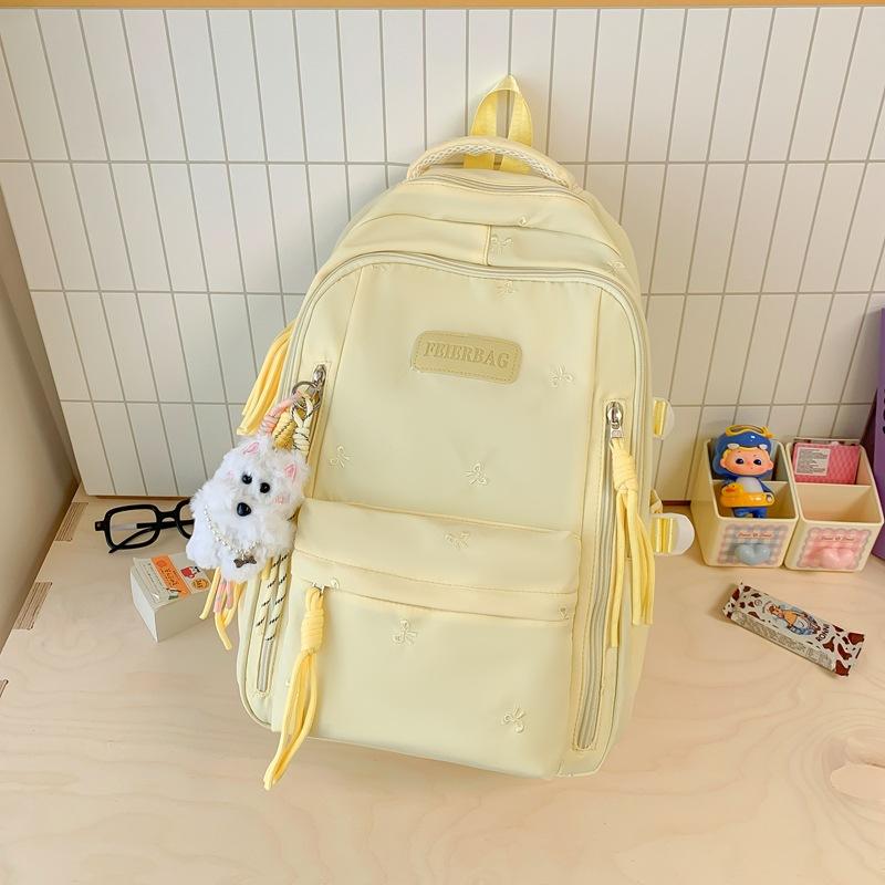 Schoolbag College Style School Bag Women's High Value 1011 New Large Capacity Bow Backpack Junior High School Student Backpack