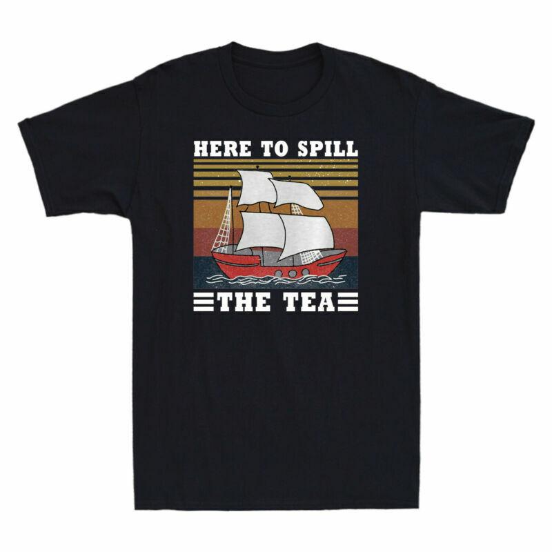Here Tee The Tea To Vintage Sailing Sailing Short Sleeve Cotton Unisexs Spill Boat S